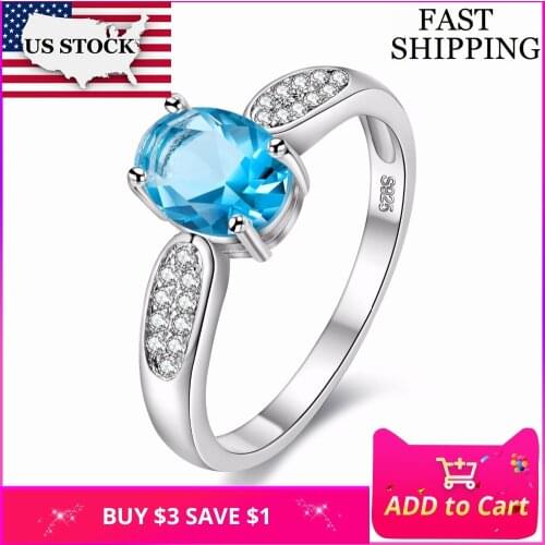 US STOCK 6 Colors Crystal Wedding Ring Band Rings with Stones Womens Gifts Charms Engagement Jewelry Bague Femme Uloveido Y3170