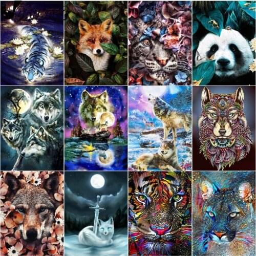 Flower Animal Diamond Painting Wolf 5D Diy Mosaic Kit Panda Cross Stitch Embroidery Hand Inlaid Home Decoration Gift Design