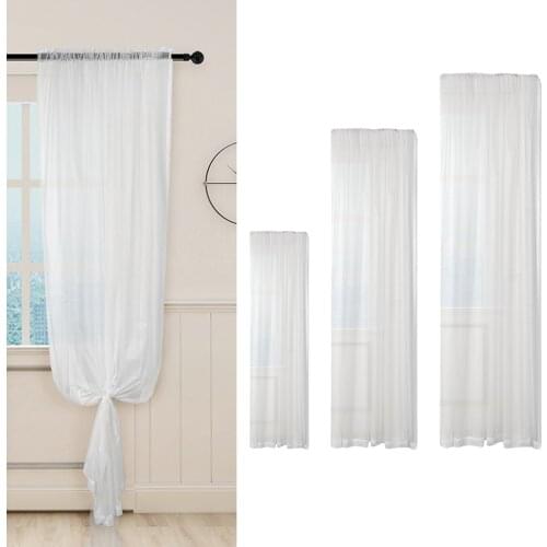 White Sheer Voile Window Treatment Rod Pocket Curtain Panels for Home Kitchen Living Room Bedroom 3 Sizes