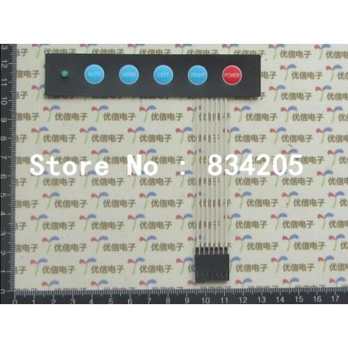 Free shipping 1*5 display-on/off-switch / membrane switch with 1 LED light