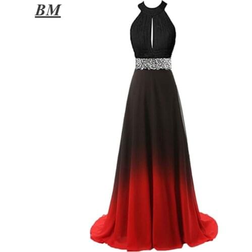 BM Ombre Prom Dresses Halter Chiffon Beading Long Gradient Formal Evening Dress Party Gown Vestidos By Express Delivery BM347