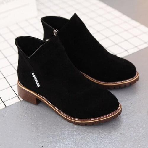Womens Boots Square Suede Martin Boots Versatile Casual Fashion Womens Ankle Boots 2020 Autumn Winter New Style Zapatos Mujer