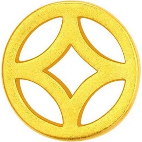 1PCS Pure 999 24k Yellow Gold Bead Lucky DIY Bracelet Ring, Necklace 8mm Coin Pendant/ About 0.2g