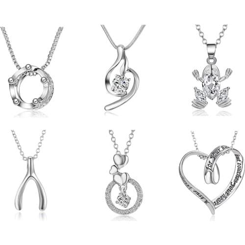 Pendant Necklace Rhinestone Owl Crown Bowknot Heart Flower Letter Y S Infinite 8 Long Chain Necklace Simple Jewelry Gift