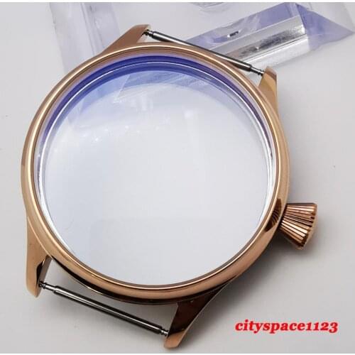 44mm Corgeut Rose Gold Watch Case fit ETA 6497 6498 ST3600 Hand Winding Movement Watch Parts
