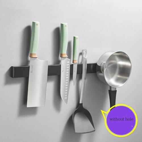 High Quality 30/40/50cm Magnetic Knife Holder Wall Mount Black 340 Stainless Steel Magnet Knife Storage Kitchen Accessories