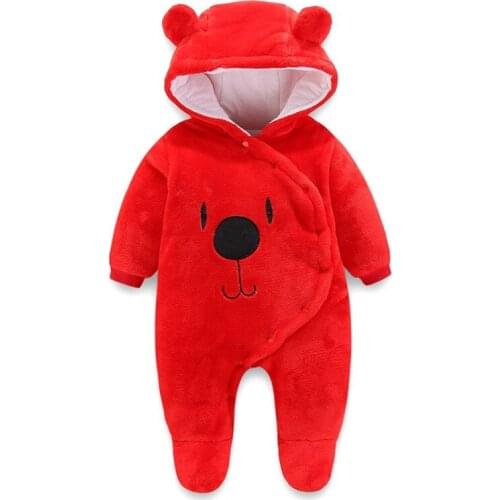 Newborn Boys Girls Thicken warm Autumn Winter Romper Baby Kids Cute Cartoon Cat Bear Toddler Children Flannel Romper 0-12 Months