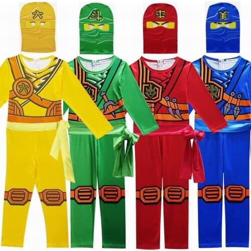 Halloween Phantom Ninja For Kids Children Costume LEGO Cosplay NINJAGO With Mask Belt Combination Tight Sets