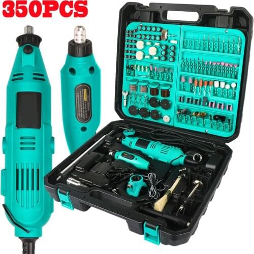 Mini Electric Drill 350Pcs Woodworking Rotary Tools Wheel Polishing Engraving Machines Double Power Drill Dremel Accessories