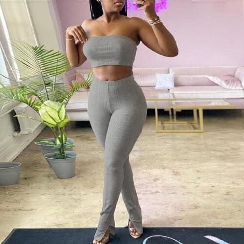 European and American Summer New Womens Wear Bra Tight Sports Casual Trousers Two Suits