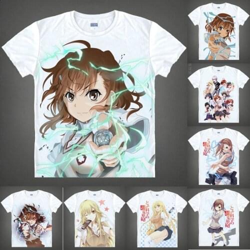 Coolprint Anime Shirt A Certain Scientific Railgun T-Shirts Short Sleeve Electromaster Mikoto Misaka Cosplay Hentai Shirts