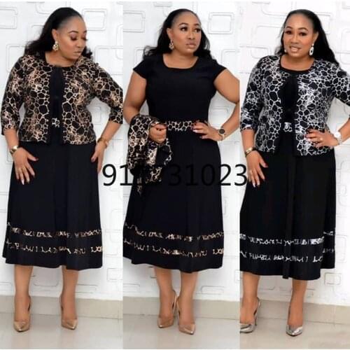 2021 Hot Sale African Turkey Style Plus Size Leopard Printed Coat And Dress Suit For Women