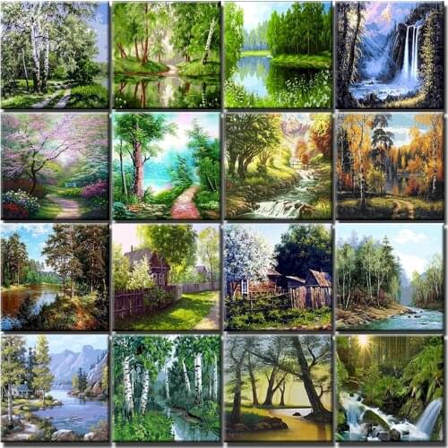 Picture By Numbers Woods Set Oil Painting For Adults On Canvas Diy Craft Kits Handmade Coloring By Number Drawing Home Decor Art
