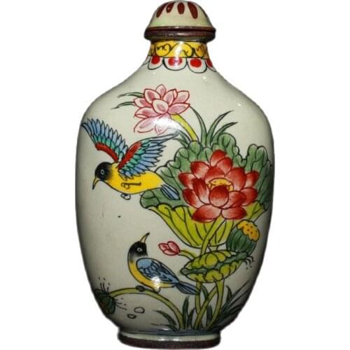 Collection of red copper enamel (flower and bird snuff bottle)