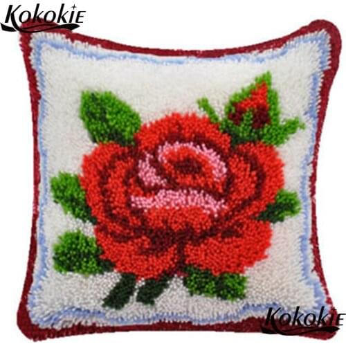 Crocheting Kit Rug Yarn diy rug cartoon flower 3d carpet Latch hook rug making kit Handmade Unfinished Embroidery Pillowcase