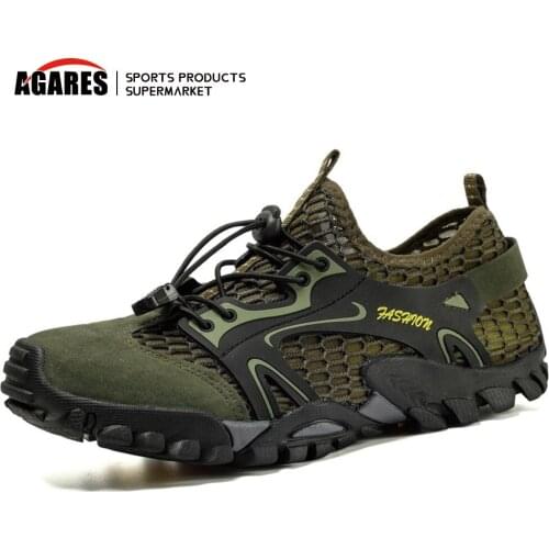 Summer Breathable Men Hiking Shoes Suede + Mesh Outdoor Men Sneakers Climbing Shoes Men Sport Shoes Quick-dry Water Shoes