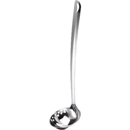 201 Stainless Steel Double-Use Colander Cooking Soup Spoon Kitchen Hot Pot Strainer Scoop with Long Handle Hanging Hole