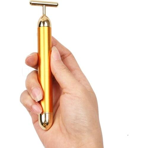 Slimming Face Gold Vibration Facial Beauty Roller Massager Stick Lift Skin Tightening Wrinkle Stick Bar Face Skin Care Tool