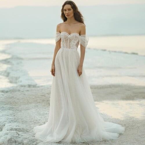New Lace Wedding Dresses 2020 Appliques A Line Sweetheart Beaded Robe De Mariée Customize Boho Bridal Gowns