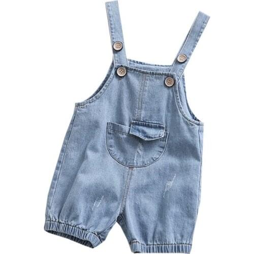 New Summer Baby Boys Girls Denim Romper Infants Toddler Jumpsuit Shorts Kids Outfits Clothes QZ029