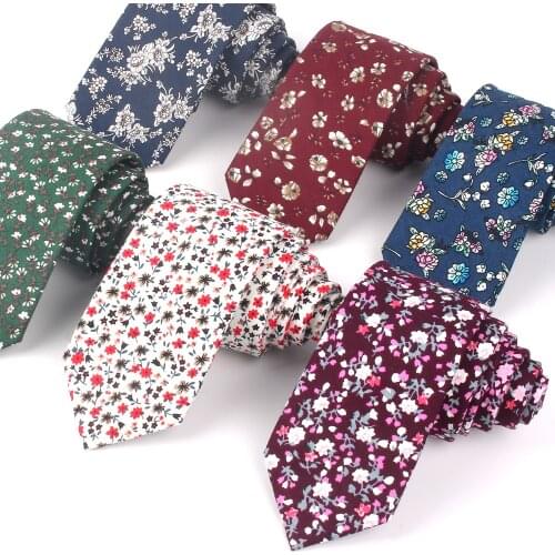 New Cotton Ties Fashion Floral Print Neck Tie for Wedding Business Suits Skinny Tie For Men Women Broken flower Necktie Gravatas
