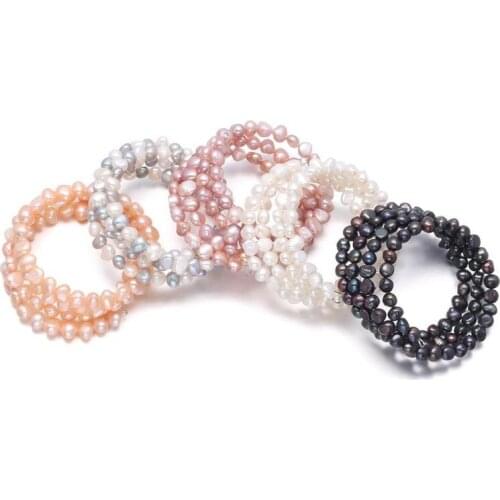 New freshwater 100% natural white pearl bracelet zinc alloy jewelry provides the best birthday gift for women Length 57cm