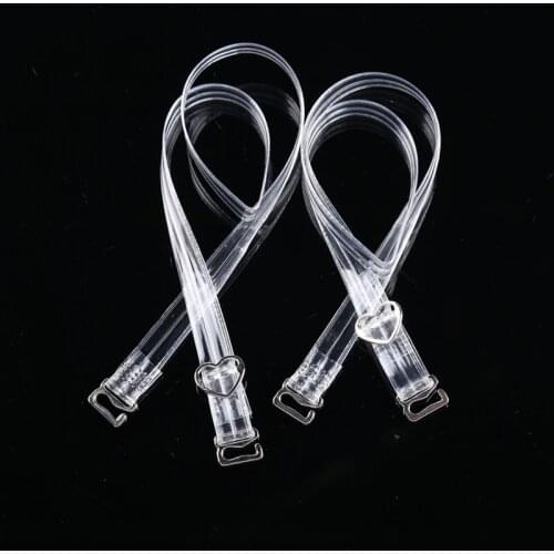 New Style Adjustable Invisible Clear Crystal Shoulder Straps High Elastic Fashion Stripe Transparent Bra Underwear Strap Button