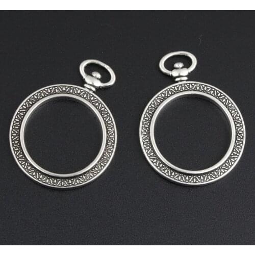 10pcs Silver Color 36.5x28mm Base Setting Charms Collet Connector Pendant For DIY Handmade Metal Jewelry Making Accessorie