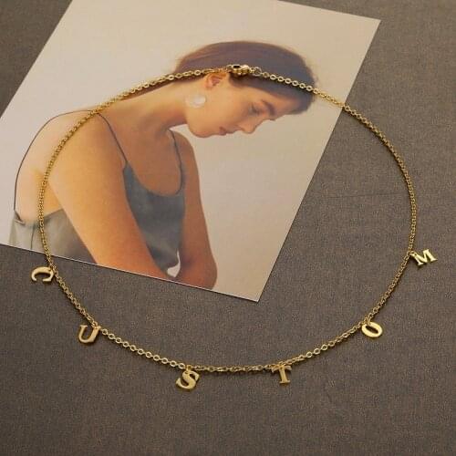 Custom Name Necklace Personalized Initial Necklace Gold Tiny Dainty DIY Letter Choker Necklaces Jewelry For Women