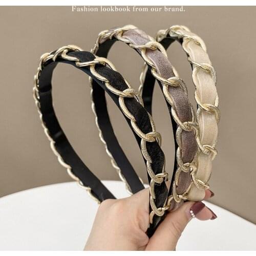 Free shipping women Satin Chain headband girls party headwear hair accessories