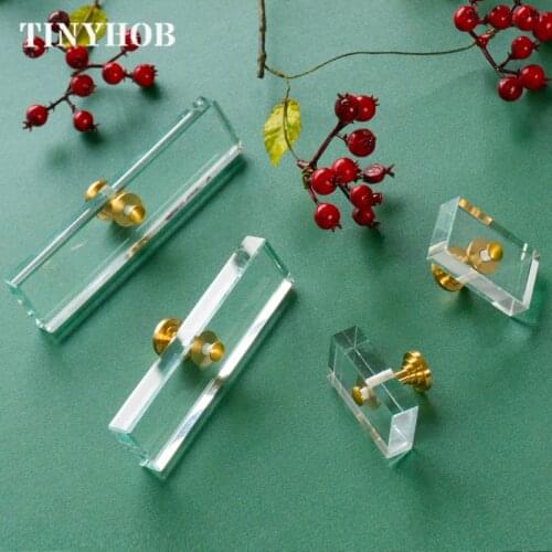 Rectangle Shape/Transparent Glass Knobs and Handles Dresser Drawer Pull Kitchen Cabinet Door Wardrobe Handles Hardware