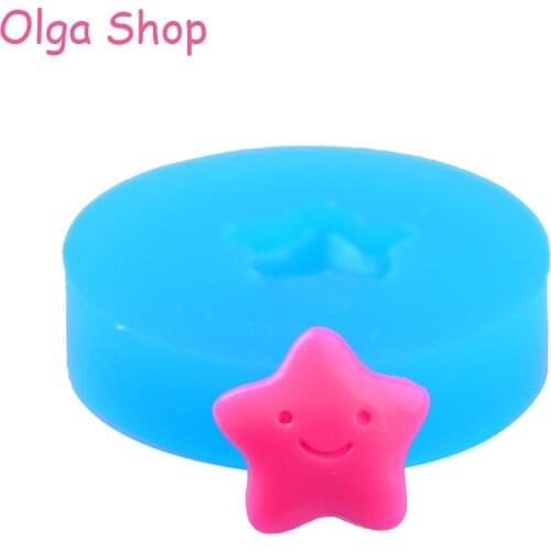 QYL031 11.8mm Smiling Star Silicone Push Mold - Fondant, Cupcake Topper, Miniature Food, Candy, Resin, Clay, Chocolate, Icing