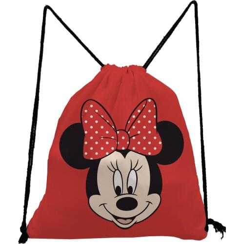 Disney Mickey Mouse Backpack Portable Storage Bag Cartoon Drawstring Bags Child Small Red School Bag Eco Reusable Shoe Pocket