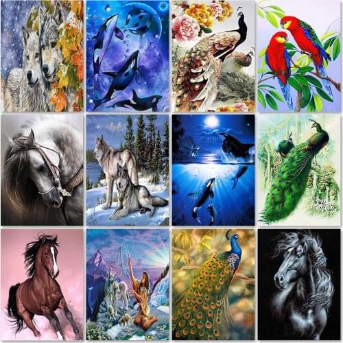 Animal Series DIY 5D Diamond Painting Animals Daimond Embroidery Full Round Drill Mosaic Landscape Cross Stitch Kits Home Decor