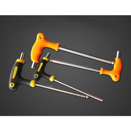 Crutch Type Ball-end Hexagon Wrench, Alloy Steel L Type Wrench, Plastic Handle T Type Single Wrench