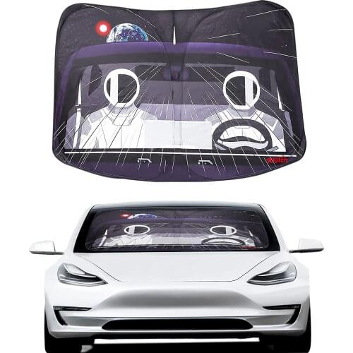 Foldable Tesla Model 3/Y Front Sun Shade Visor Car Windshield Insulation Custom Spaceman For Tesla Model 3 Model Y 2017-2021