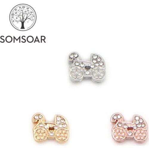 Somsoar Jewelry Baby carriage Slide Charms fit 8mm Wide Leather Wrap Bracelet Mesh Bracelet fit Toddler/Women/man 10pcs/lot