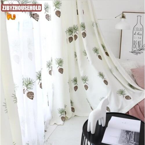 Modern Nordic curtain tulle embroidered curtains for living room dining room bedroom refreshing curtains
