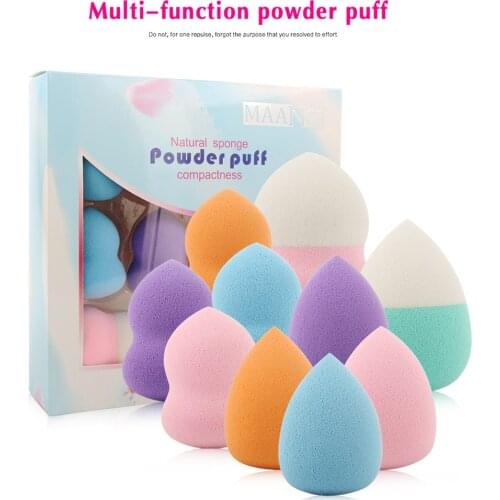 10pcs Cosmetic Puff Water Drop Makeup Sponge Facial Powder BB Cream Cosmetic Puff Blending Foundation Dry Dual Use Sponge Puff