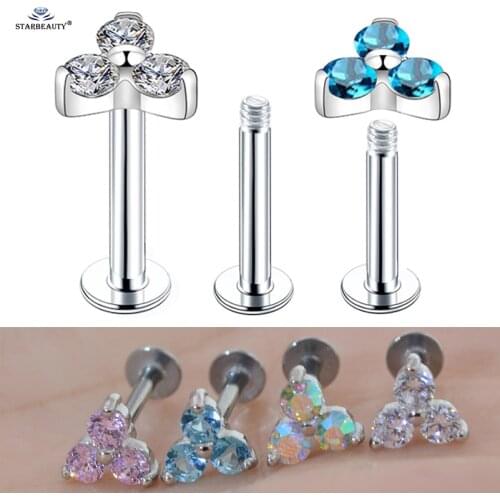 Starbeauty 1pc 1.2x6/8mm 16G Round Crystal Nose Piercing Helix Earring Stud Barbell Lip Piercing Tragus Piercing Labret Jewelry