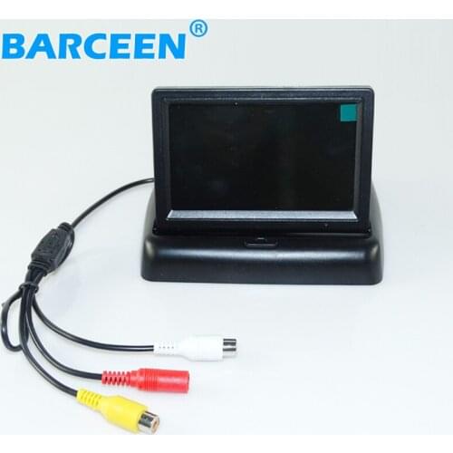 High resolution 800*480 car rear reversing monitor foldable type abs shell material color screen for types of cars
