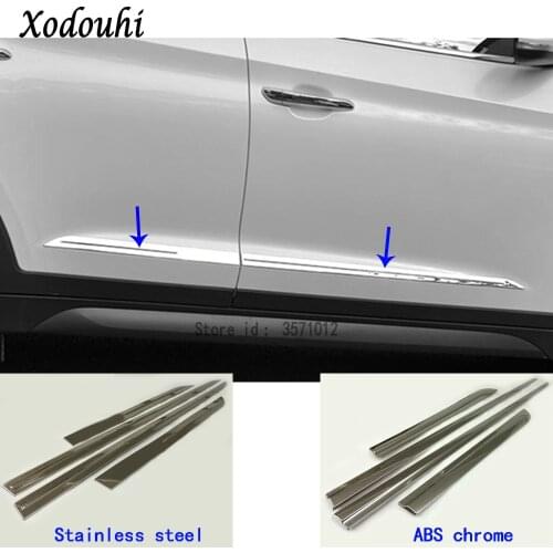 High Quality For Hyundai Tucson 2015 2016 2017 2018 car styling protect cover Side Door Body trim stick Strip Molding part 4pcs