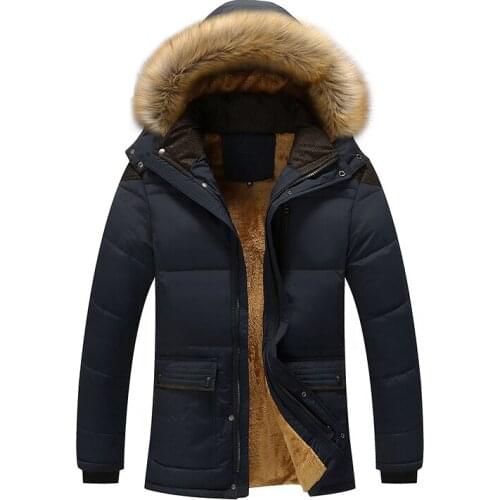 Winter Plush thickening Jacket Men Parka With Fur Hooded Quilted Padded Wadded Windbreaker warm Male Coat Parkas Korean