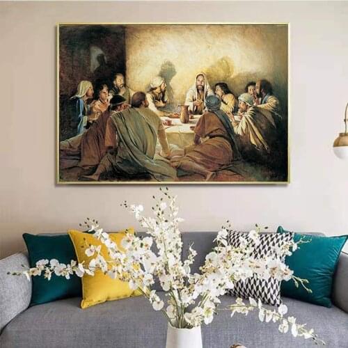 Famous Painting Posters and Prints Wall Art Canvas Painting Jesus the Last Dinner Decorative Painting for Living Room Home Decor