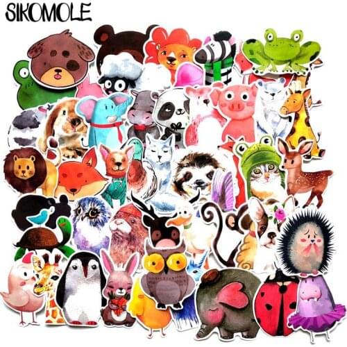 50pcs Stickers Animal Cartoon Cute PVC No Repeated Waterproof Cool Laptop DIY Sticker for Kids Toys Laptop Bicycle Waterproof F4