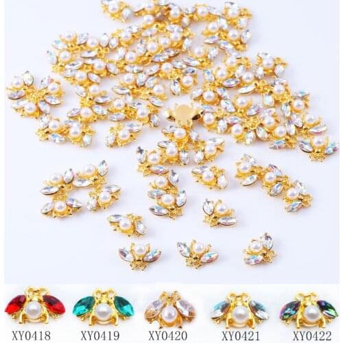 10Pcs Nail Art Rhinestones 3D Nail Crystal Diamonds DIY Crafts Crystal Bees Shaped Nails Stones Manicure UV Gel Gems Decoration
