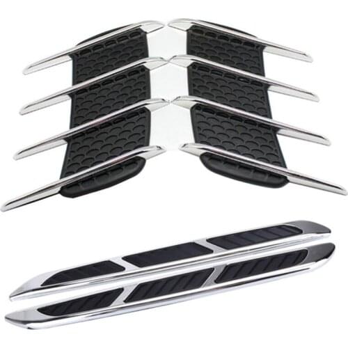2PCS Car Engine Hood Air Outlet Flow 3D Vent Sticker Fender Bumper Intake Cover Grill Sticker Car Styling Decoration