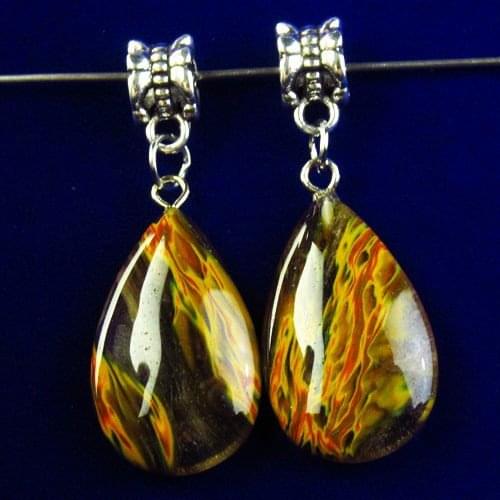 2Pcs Tibetan Silver Big Hole Volcano Cherry Quartz Teardrop Pendant Jewelry Accessories for Unisex