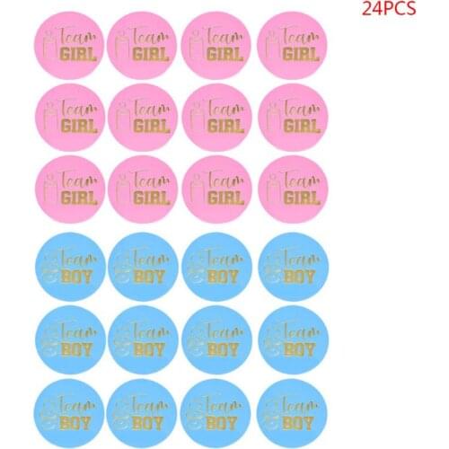 24Pcs Gender Reveal Stickers Team Boy Team Girl Labels Creative Decoration for Party Invitations Voting Games Baby Shower