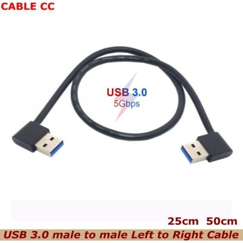 USB3.0 USB 3.0 Type A Male 90 Degree Left Angled to Right Angled Extension Cable Straight Connection 50cm 0.5m